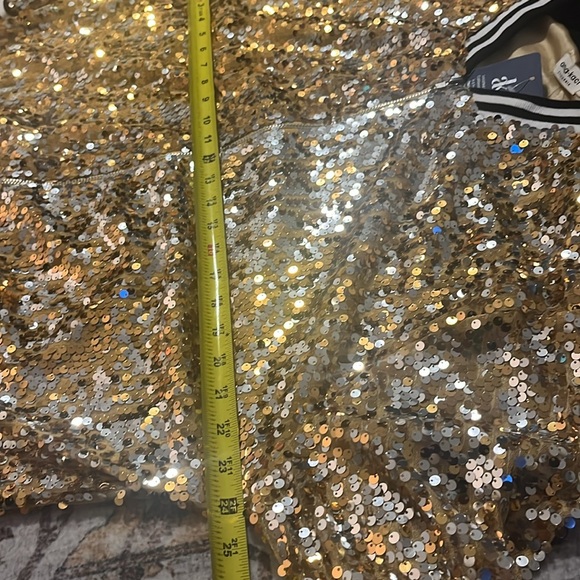 Sequin Bomber Varsity Zip-Up Jacket Women Sz XXL 20-22 - Picture 8 of 10